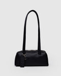 Small Recycled Leather Bowler Bag - Black